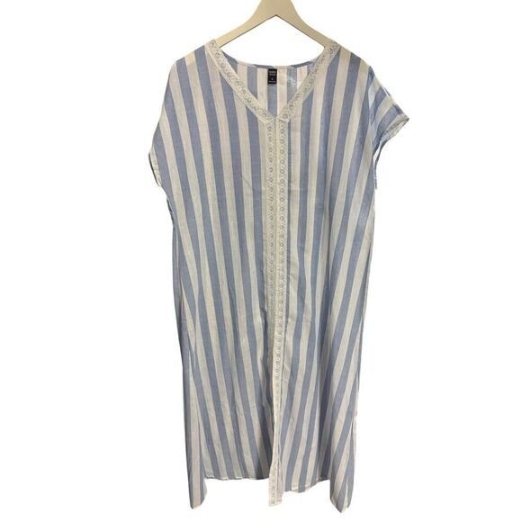 Emery Rose blue and white striped cotton maxi dress, size XL - Picture 2 of 4